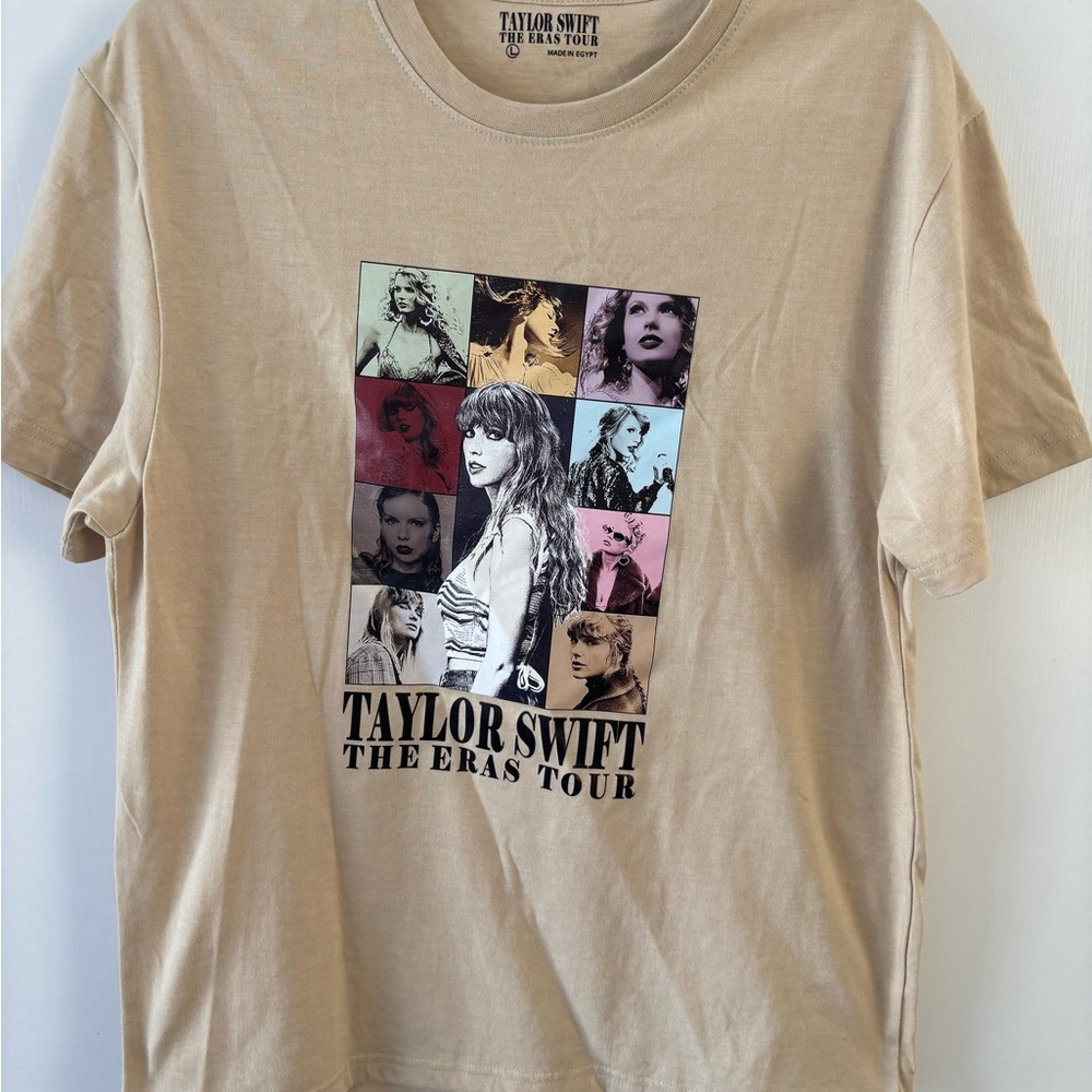 Taylor Swift The Eras Tour Graphic T-Shirt Tan Large Swiftie Fearless Red Lover